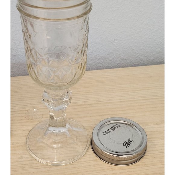 Clear Glass 2 pc Red Neck Wine Glasses with lid 8" Tall 4" Glass 4" Stem - Picture 10 of 10